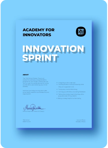 Academy for Innovators Innovation Sprint Certificate